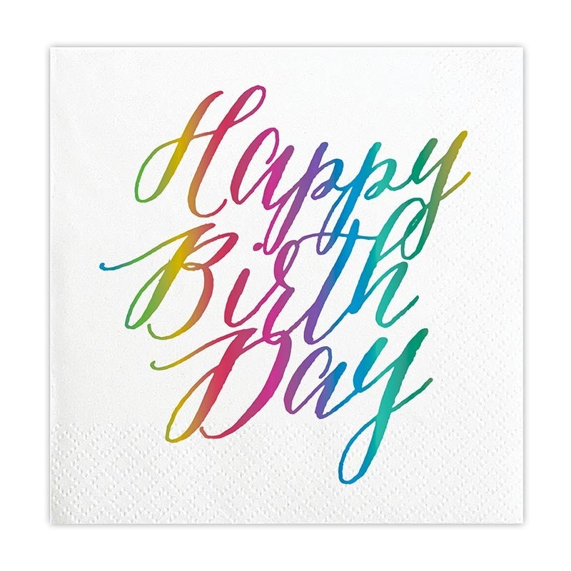 HAPPY BIRTHDAY RAINBOW FOIL BEVERAGE NAPKINS