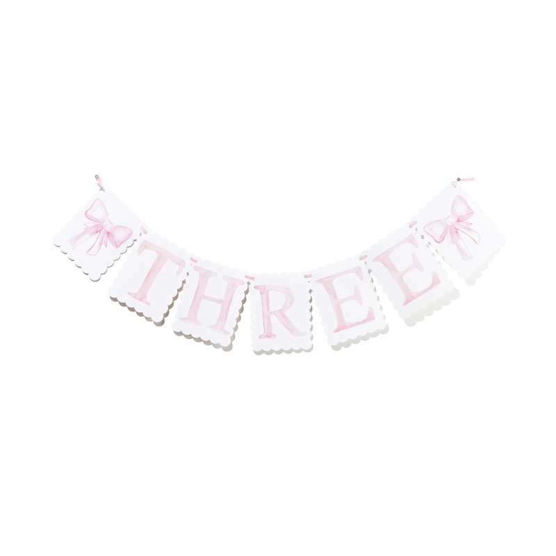 PINK THREE BIRTHDAY BANNER