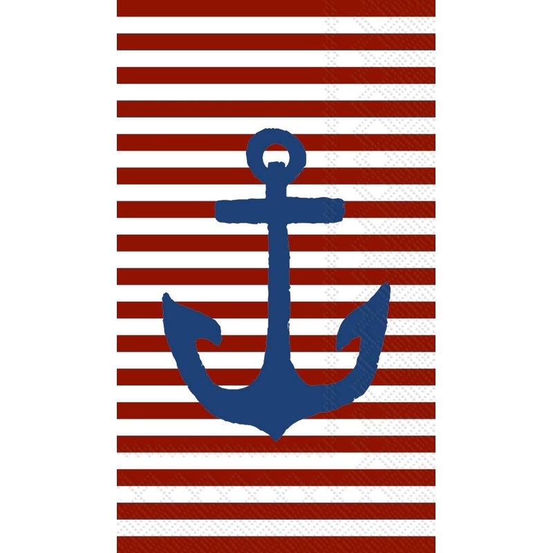 YACHT CLUB ANCHOR RED STRIPED GUEST TOWELS