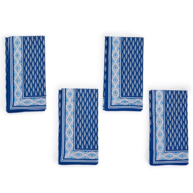 BLUE PRINTED CLOTH NAPKIN SET