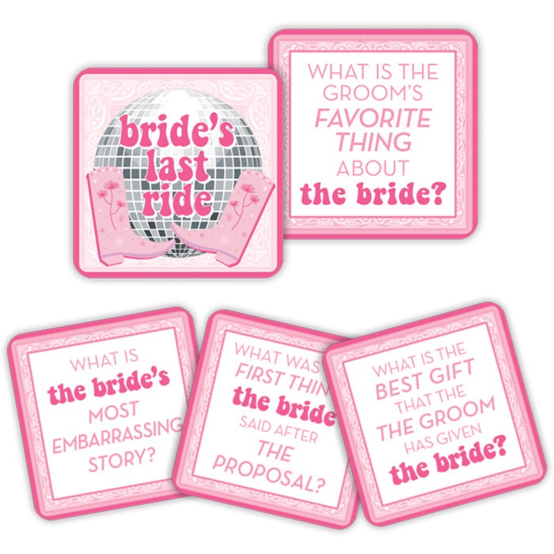 BRIDE’S LAST RIDE DISCO COWGIRL CONVERSATION COASTERS