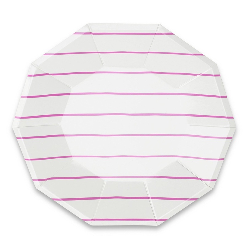 CERISE FRENCHIE STRIPED PLATES