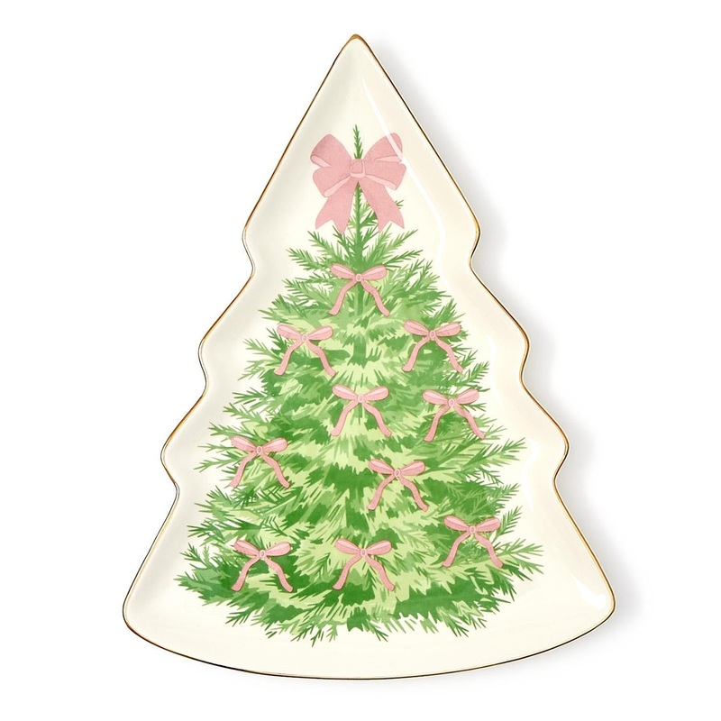CHRISTMAS TREE WITH BOWS SERVING PLATE