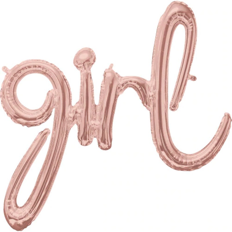 GIRL ROSE GOLD SCRIPT BALLOON