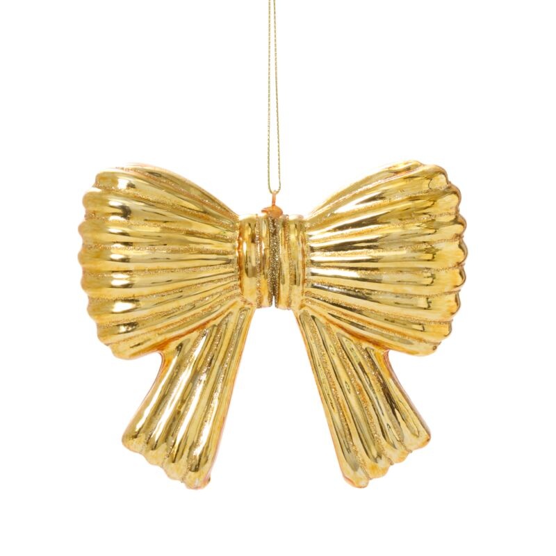 GOLD BOW GLASS ORNAMENT