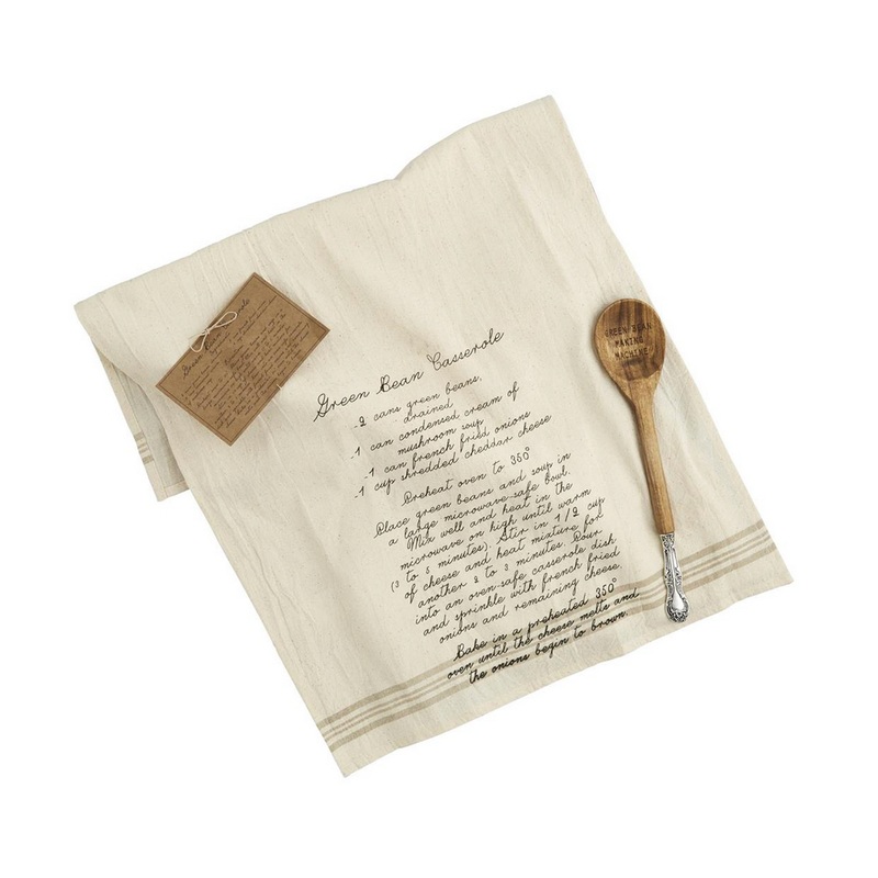 GREEN BEAN RECIPE SPOON AND HAND TOWEL SET