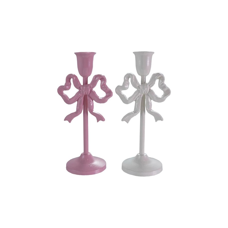 LARGE CAST IRON BOW TAPER CANDLE HOLDER
