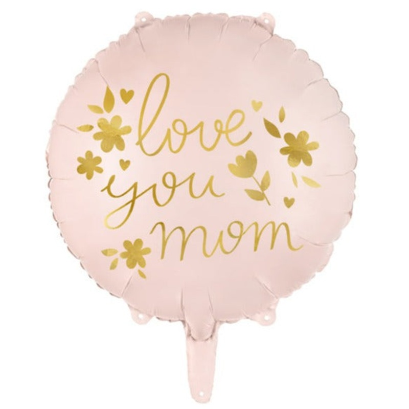 LOVE YOU MOM PINK & GOLD BALLOON