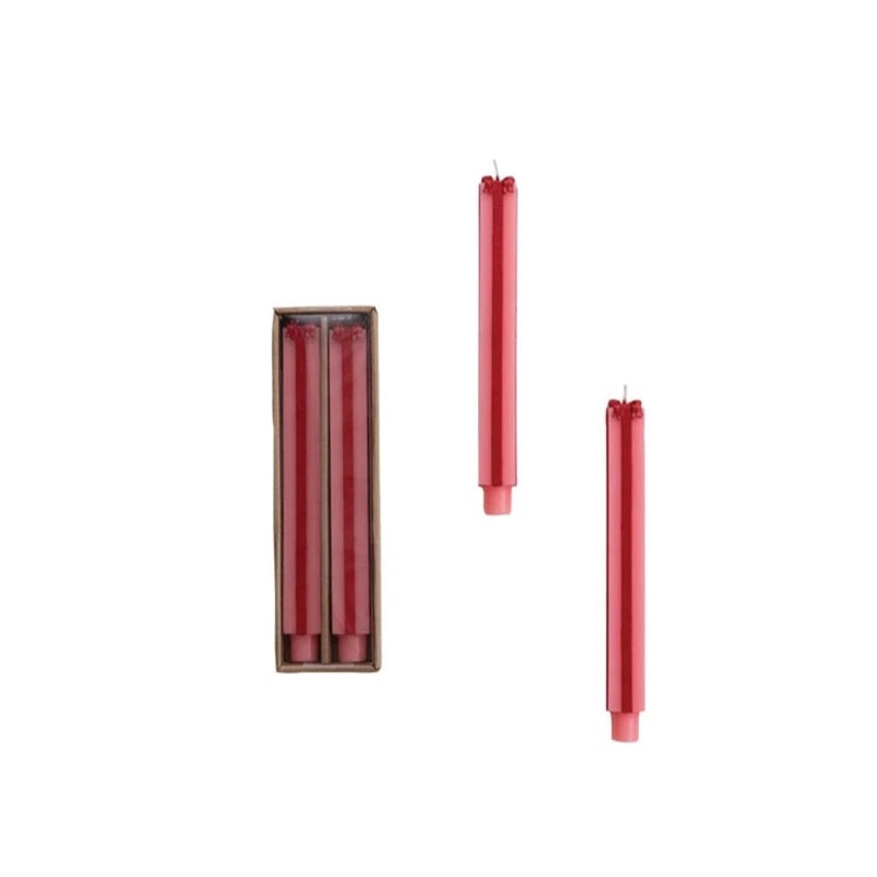 PINK & RED PACKAGE SHAPED TAPER CANDLES