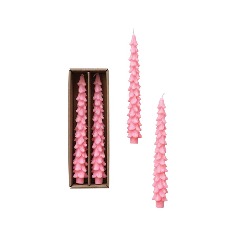 PINK TREE SHAPED TAPER CANDLES