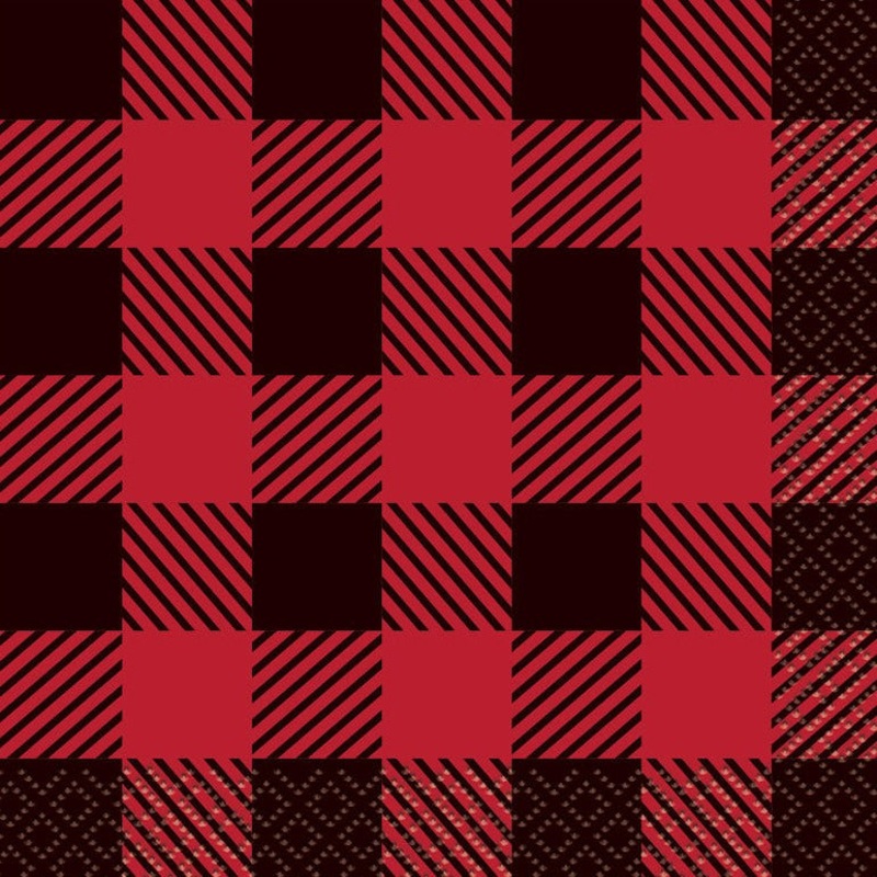 RED AND BLACK PLAID COCKTAIL NAPKINS