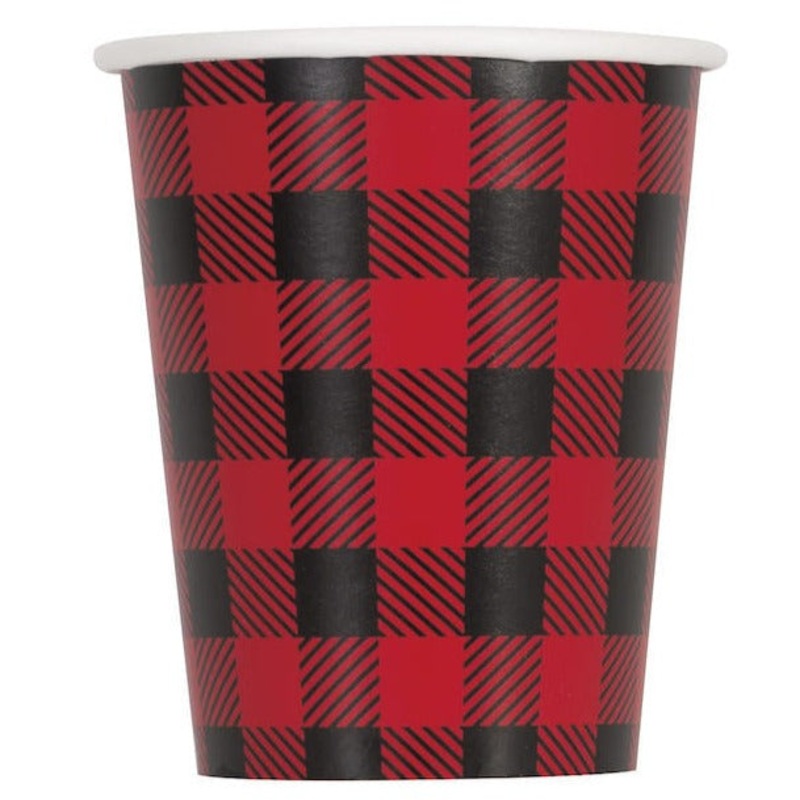 RED AND BLACK PLAID CUPS