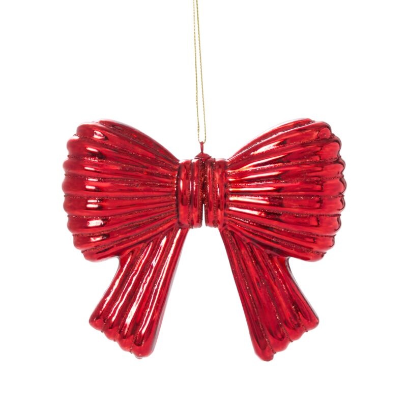 RED BOW GLASS ORNAMENT