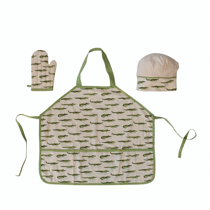 ALLIGATOR PRINTED CHILD’S APRON SET