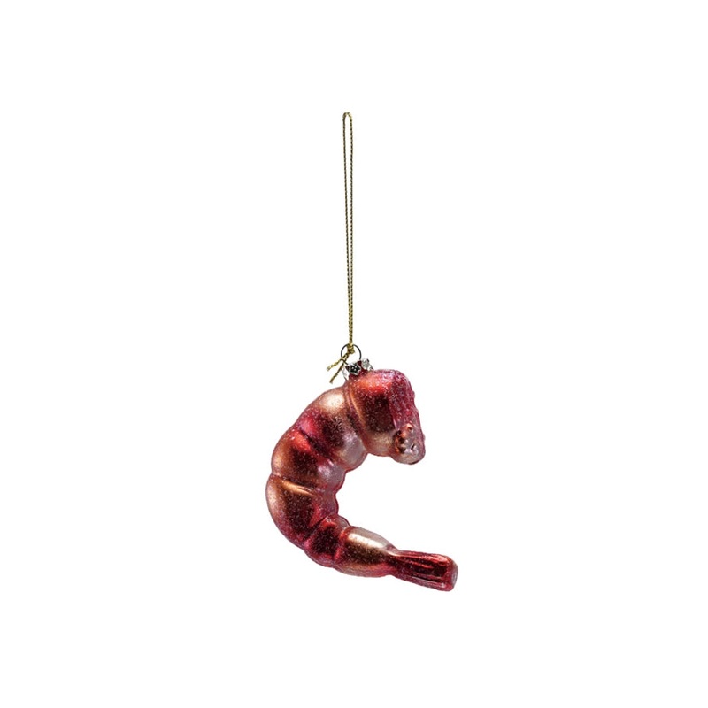 BEADED SHRIMP GLASS ORNAMENT
