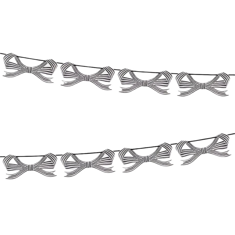 BLACK & WHITE STRIPY BOW GARLAND