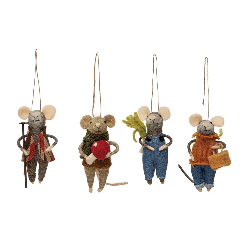 FELT GARDENING MOUSE ORNAMENT