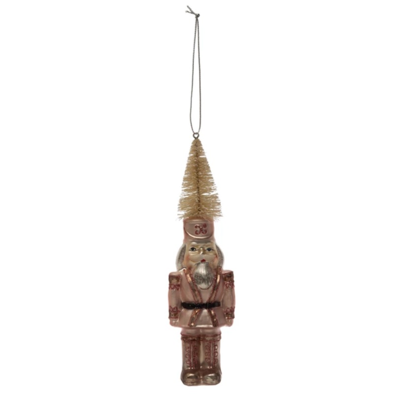HAND-PAINTED GLASS SOLDIER ORNAMENT