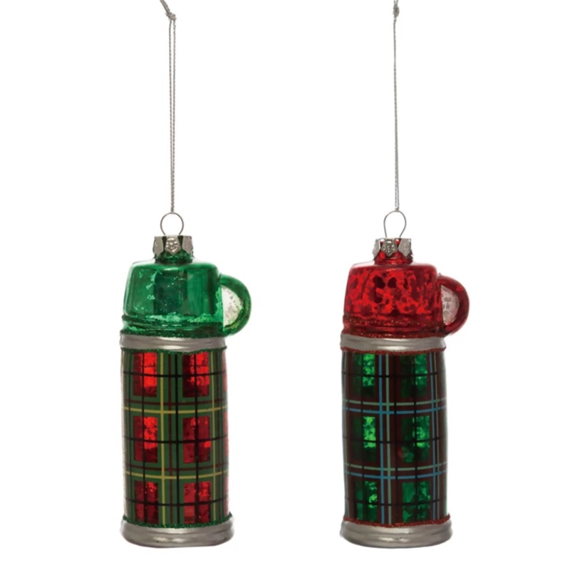 HAND-PAINTED GLASS THERMOS ORNAMENT