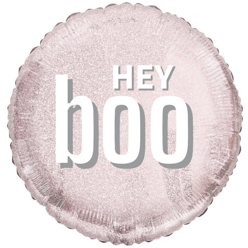 HEY BOO PINK HALLOWEEN BALLOON