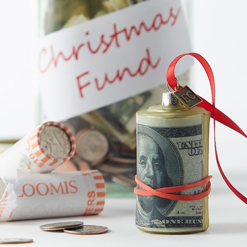 MONEY ROLL CHRISTMAS ORNAMENT