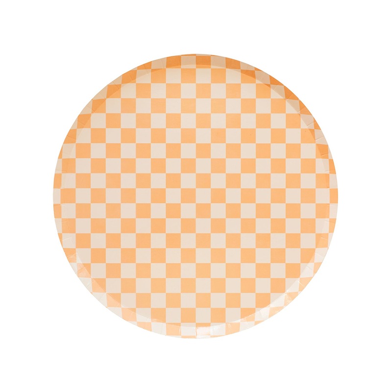 PEACH & CREAM CHECKER PLATES