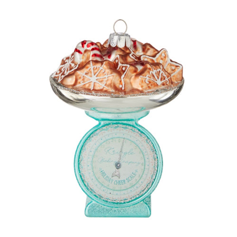 SCALE WITH HOLIDAY SWEETS GLASS ORNAMENT
