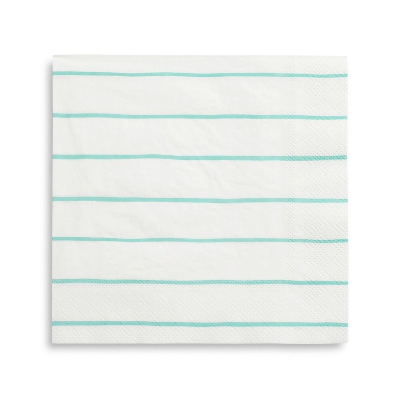 AQUA FRENCHIE STRIPED NAPKINS