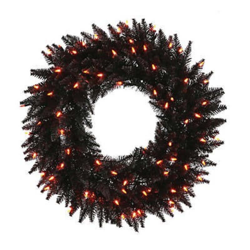 BLACK FIR WREATH WITH LIGHTS