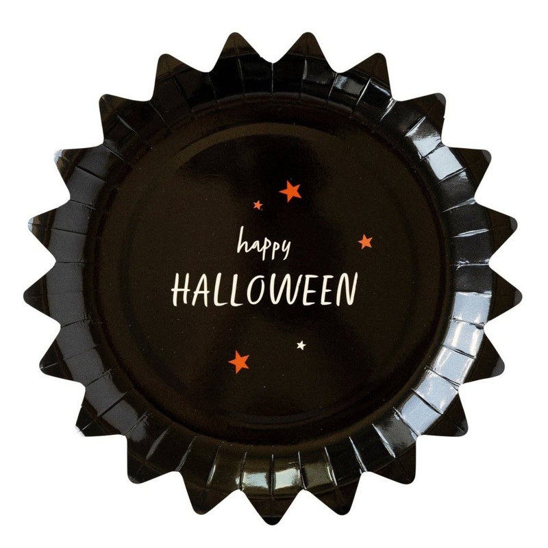 BLACK HAPPY HALLOWEEN PLATES