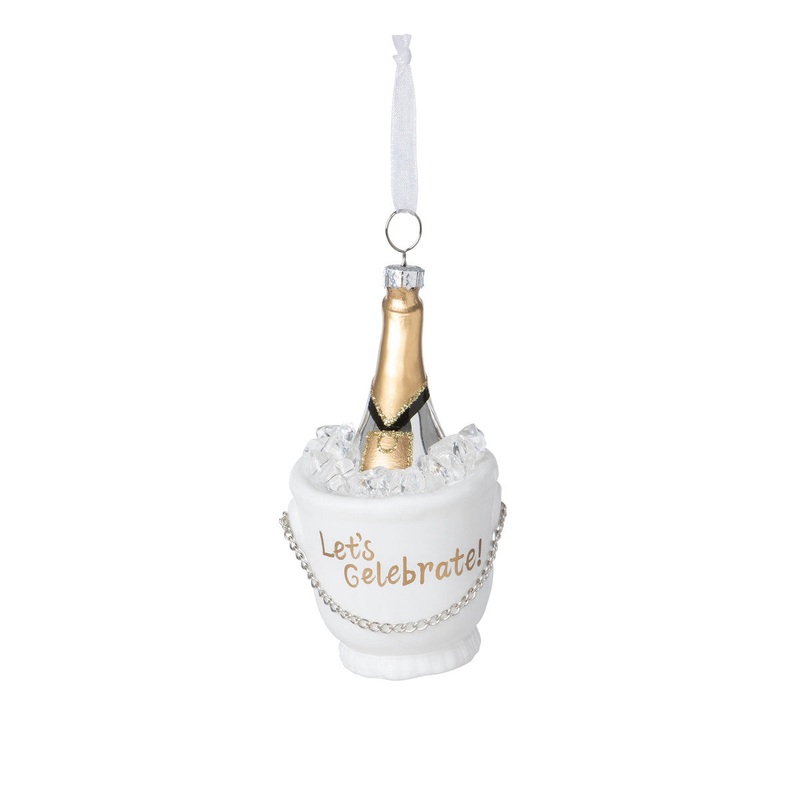 CHAMPAGNE TOAST GLASS ORNAMENT