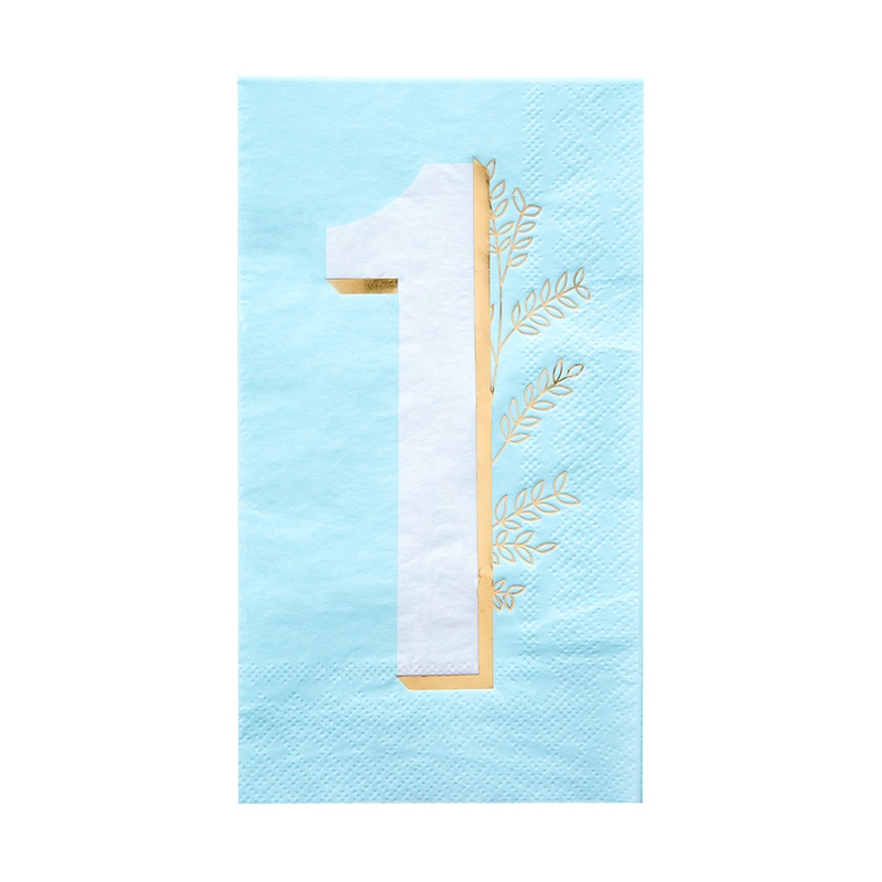 FIRST 1ST BIRTHDAY BLUE PARTY NAPKINS- ‘ONE’