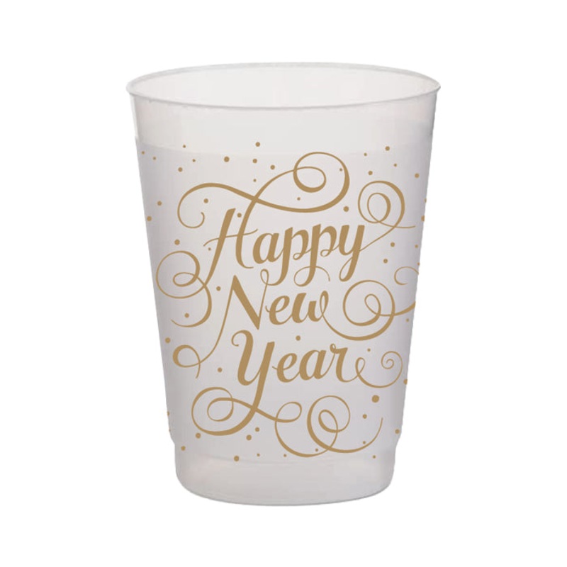 HAPPY NEW YEAR GOLD DOTS FROST FLEX CUPS