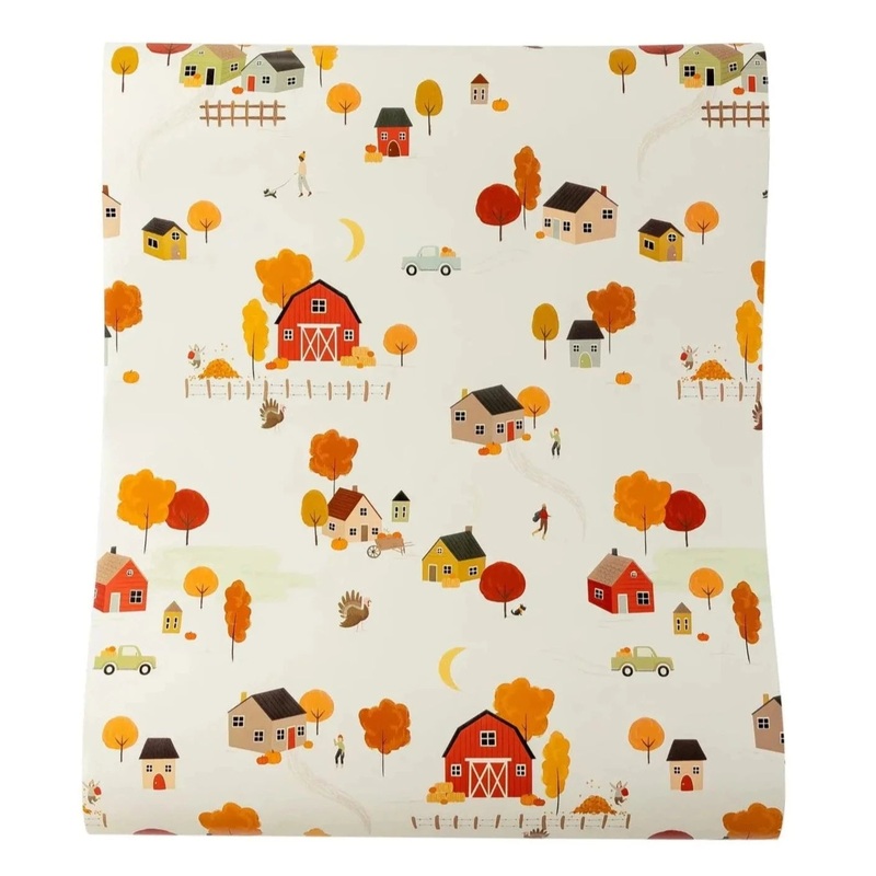 HARVEST FALL SCENE PAPER TABLE RUNNER