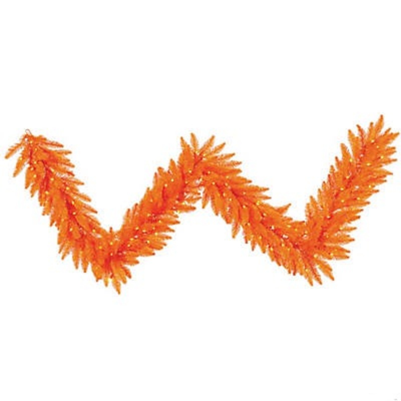ORANGE FIR GARLAND WITH LIGHTS