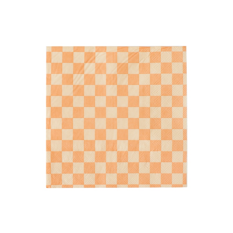 PEACH & CREAM CHECKER NAPKINS