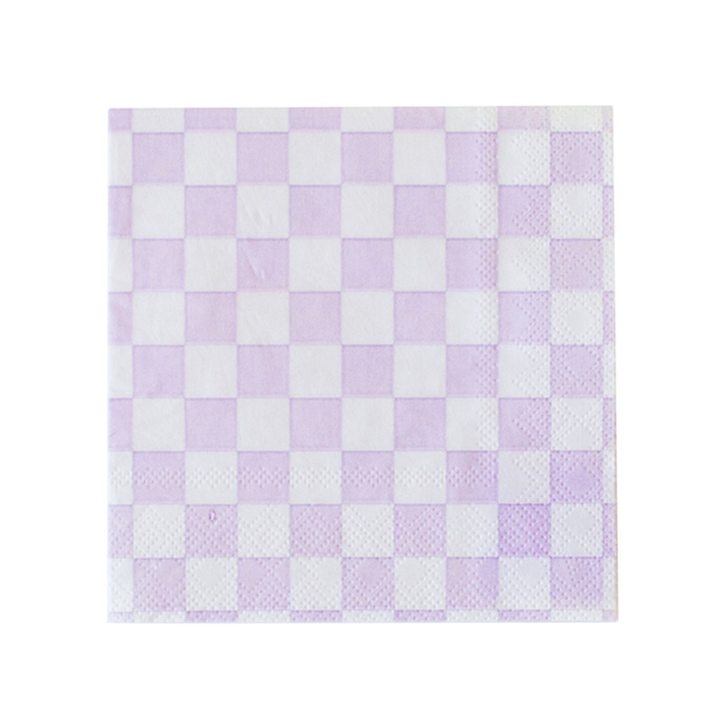 PURPLE CHECKER NAPKINS