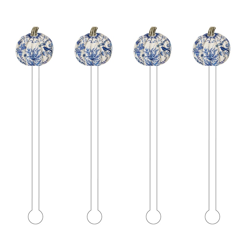 BLUE & WHITE PUMPKIN ACRYLIC STIR STICKS