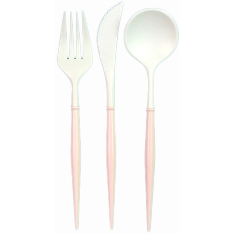 FANCY BLUSH PINK AND WHITE CUTLERY