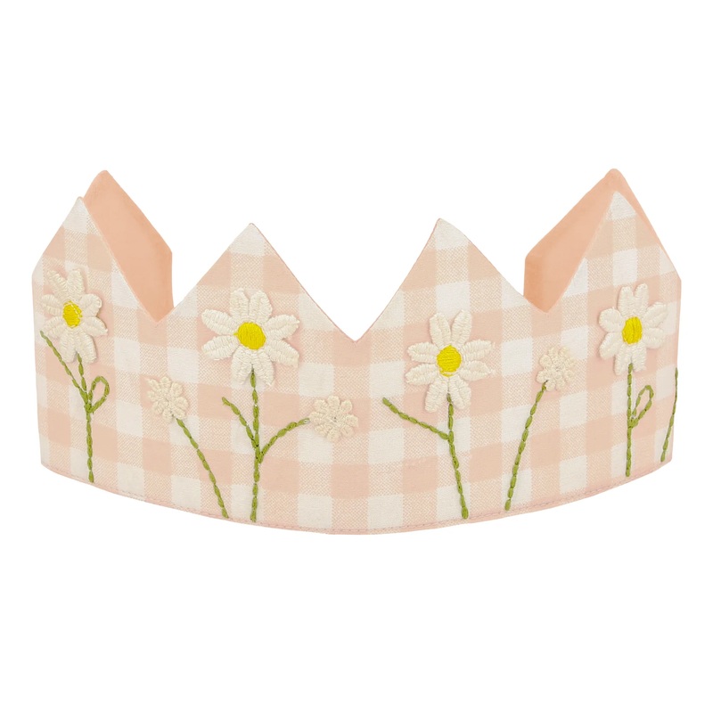 GINGHAM DAISY FLORAL PARTY CROWN