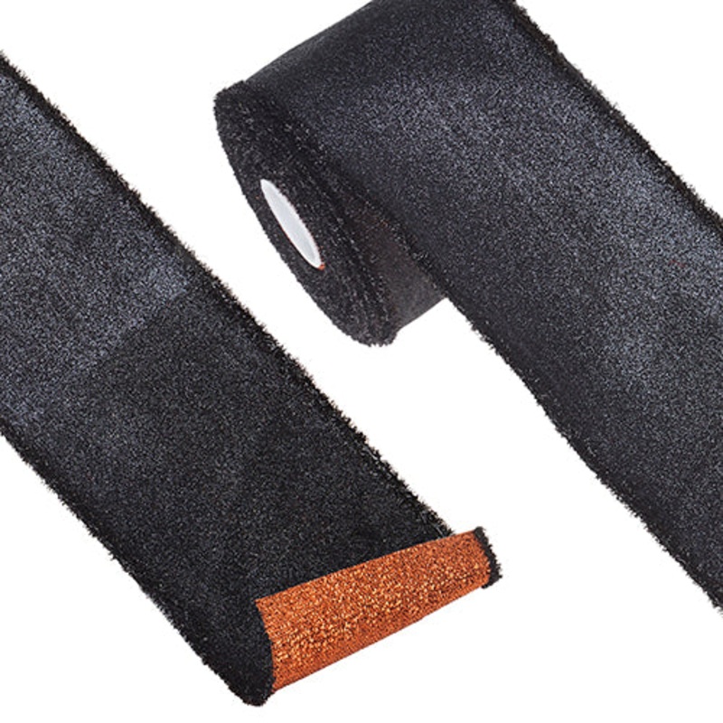 ORANGE TINSEL WIRED RIBBON