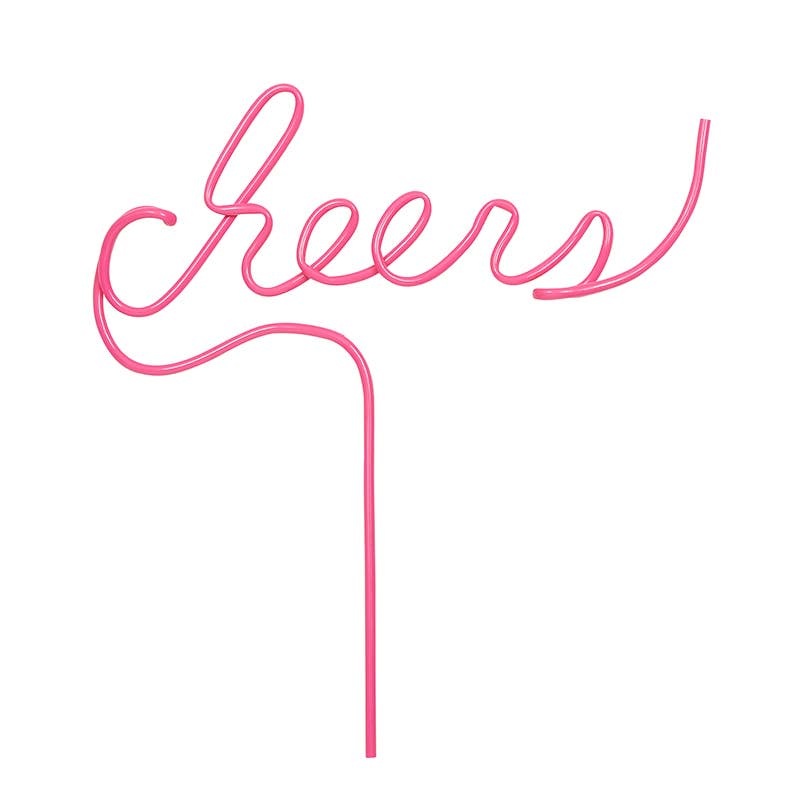 PINK CHEERS WORD STRAW