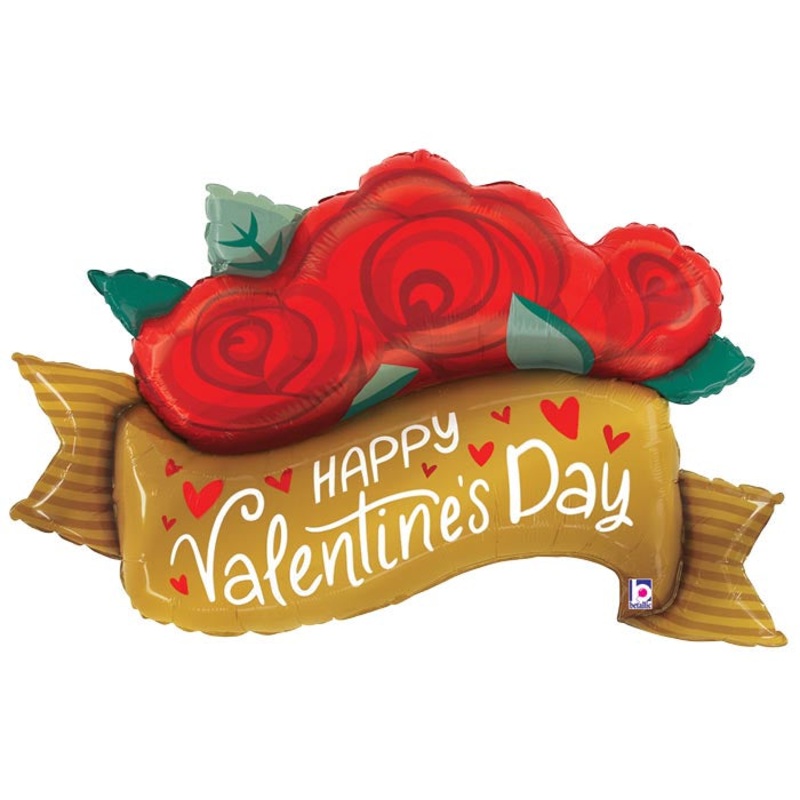 VALENTINE’S RED ROSE BANNER BALLOON