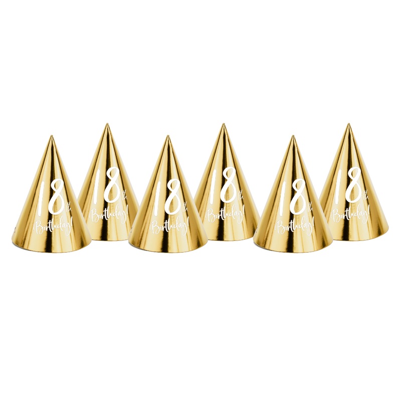 18TH BIRTHDAY GOLD FOIL PARTY HATS
