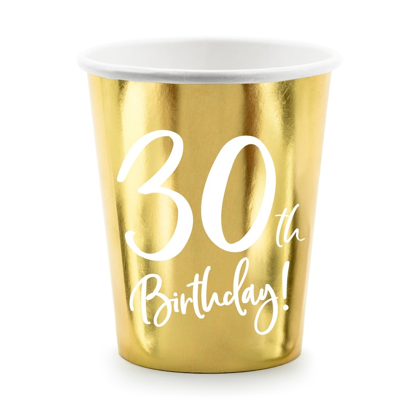 30TH BIRTHDAY GOLD FOIL CUPS
