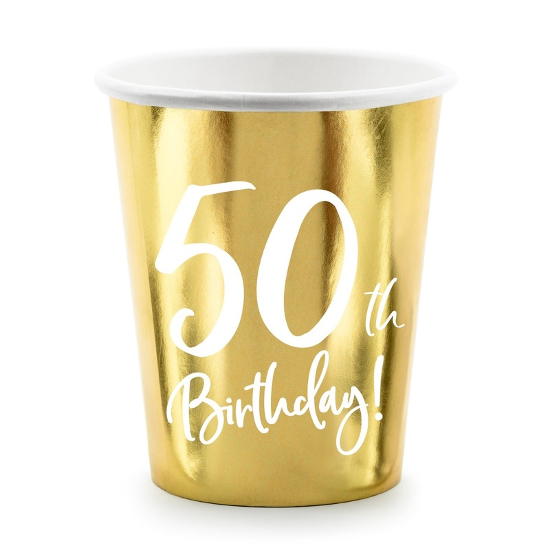 50TH BIRTHDAY GOLD FOIL CUPS