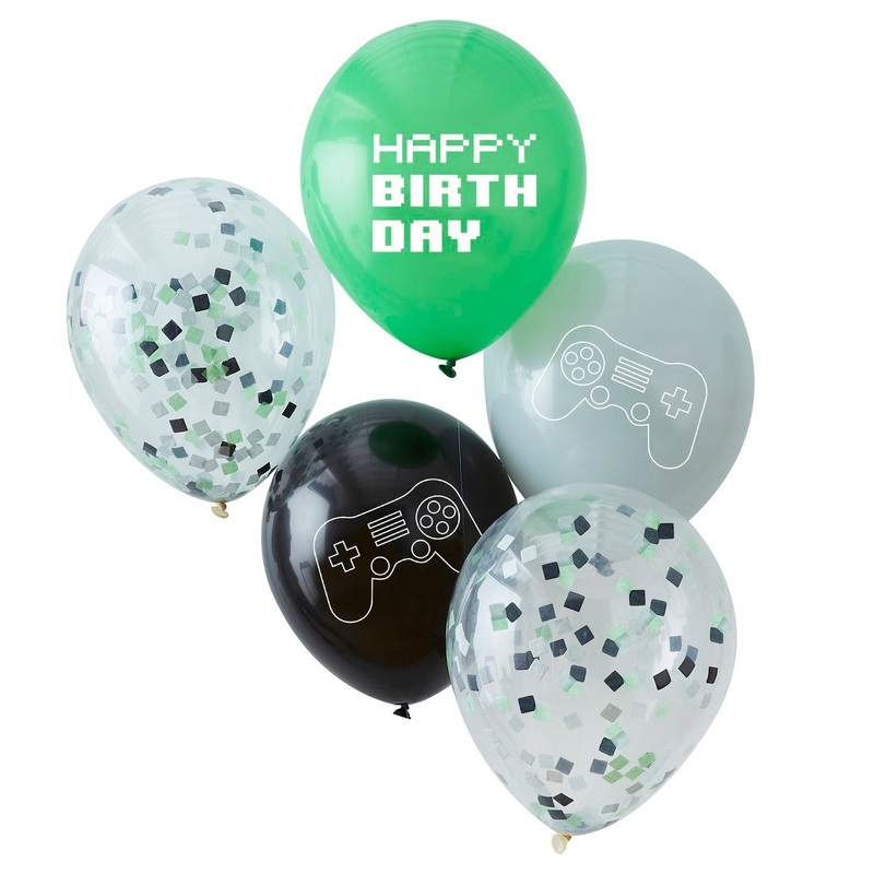 BLACK & GREEN VIDEO GAME BALLOON BOUQUET