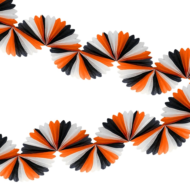BLACK & ORANGE STRIPE HONEYCOMB GARLAND