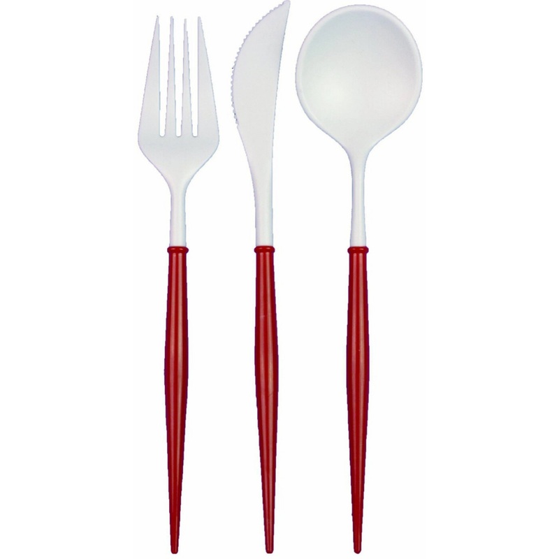 FANCY RED AND WHITE CUTLERY