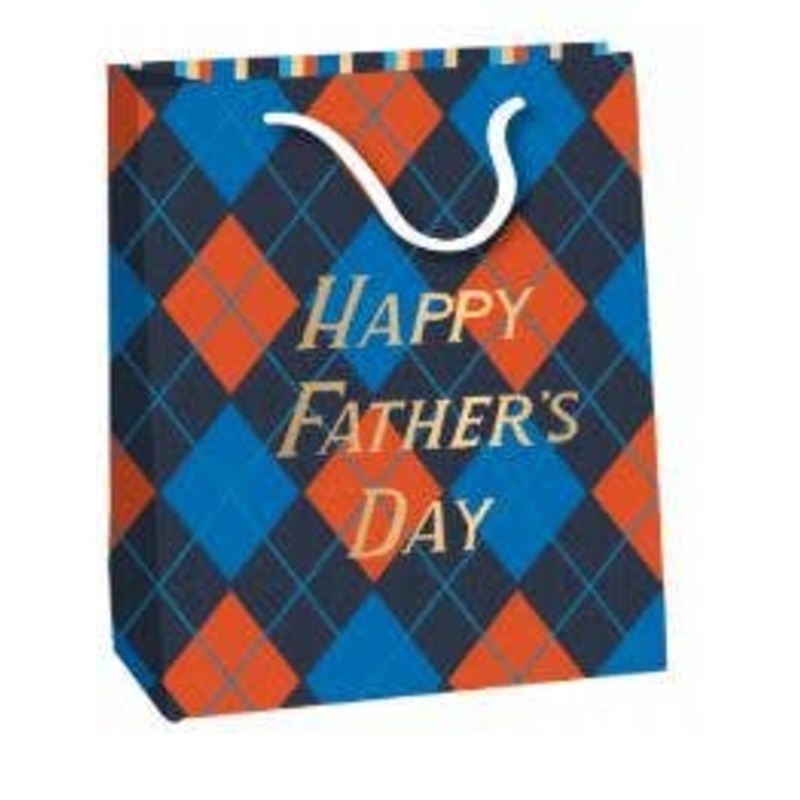 HAPPY FATHER’S DAY ARGYLE MEDIUM GIFT BAG